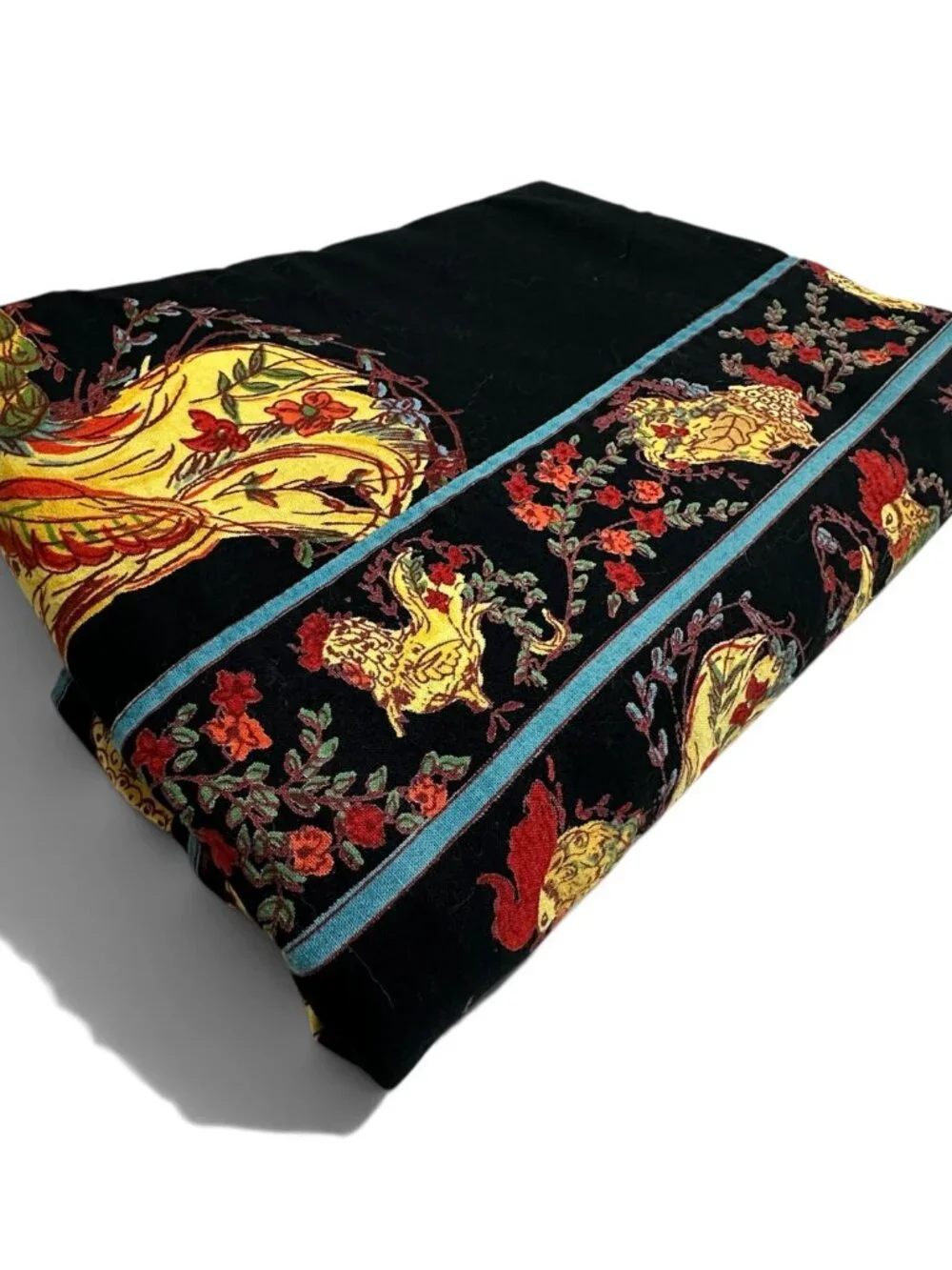April Cornell Rooster Chicken Tablecloth Farmhouse Decor 60 x 78 Black Yellow